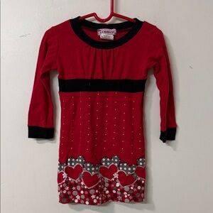 Red Dress with Black Heart and Floral Pattern 90’s